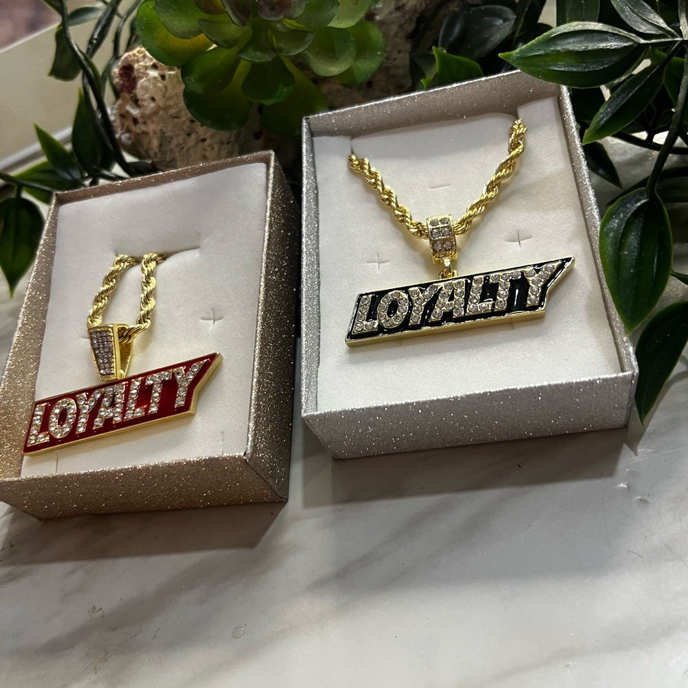 Hip hop Gold and Red 'Loyalty' Pendant Necklace